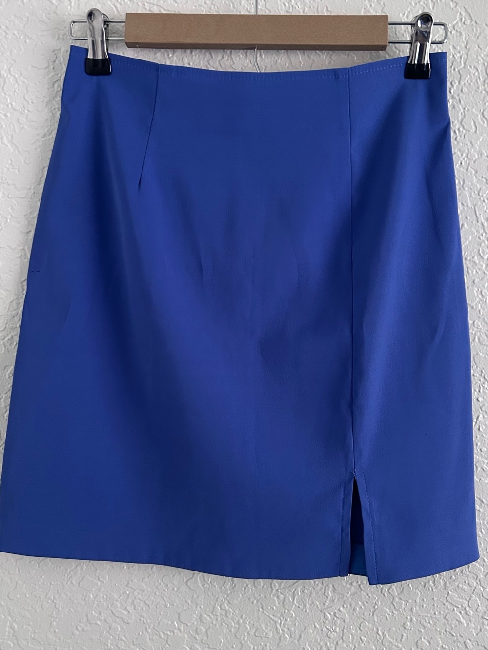 Women's Cobalt Blue Mini Skirt with Front Slit